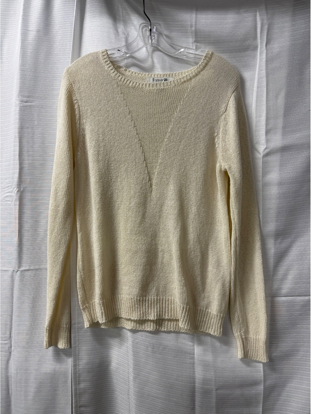 Forever 21 Cream Acrylic Knit Sweater Large